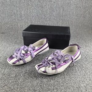 Purple and White Lace-Up Sneakers